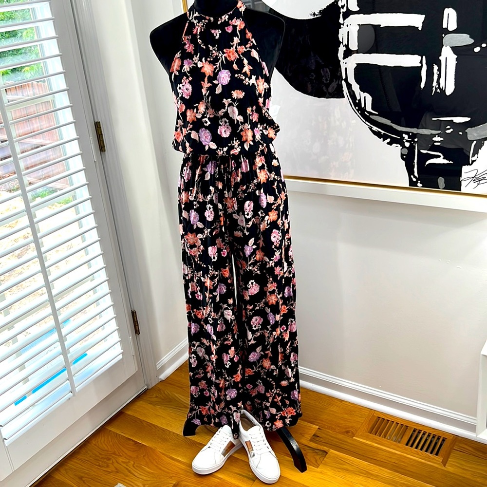 Band of Gypsies Floral Halter Top Jumpsuit, Size M